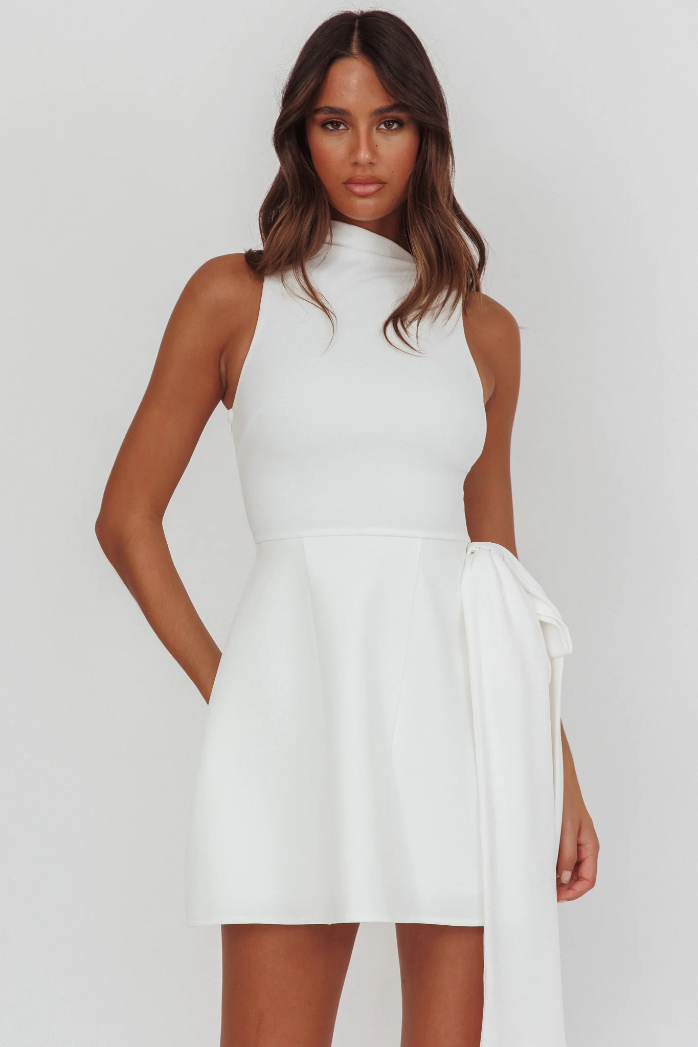 Breaker High Neck Mini Dress White White - Sonourner