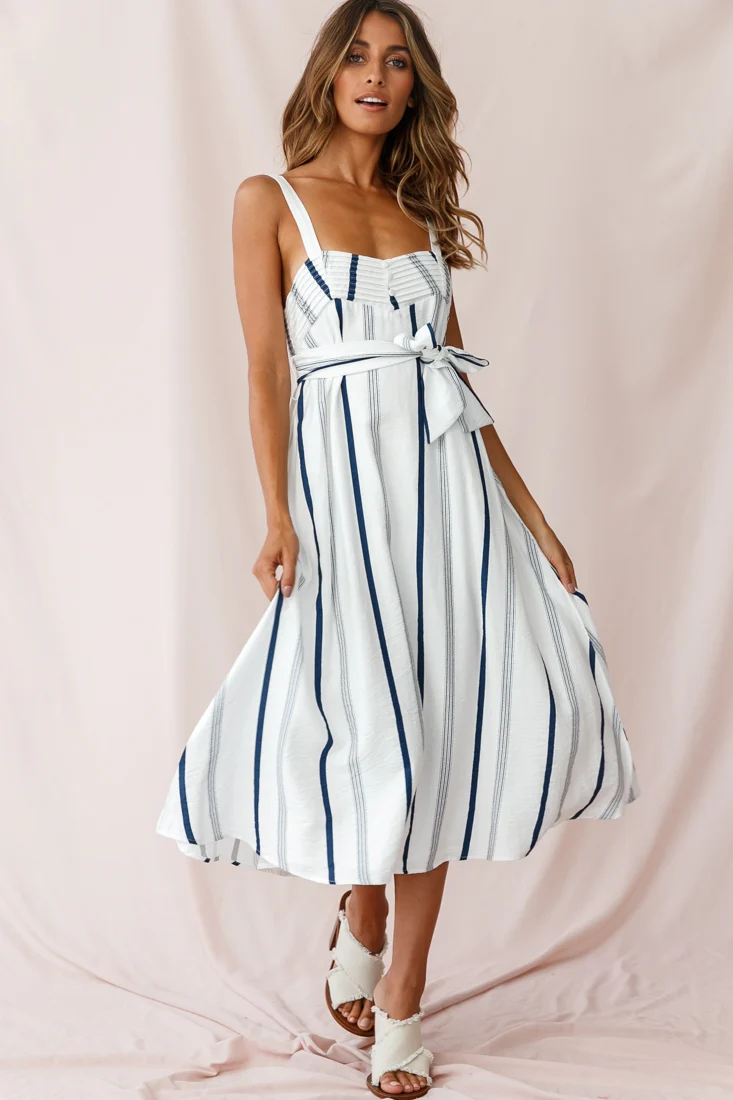 Colmar Wide Strap Midi Dress Navy - Sonourner