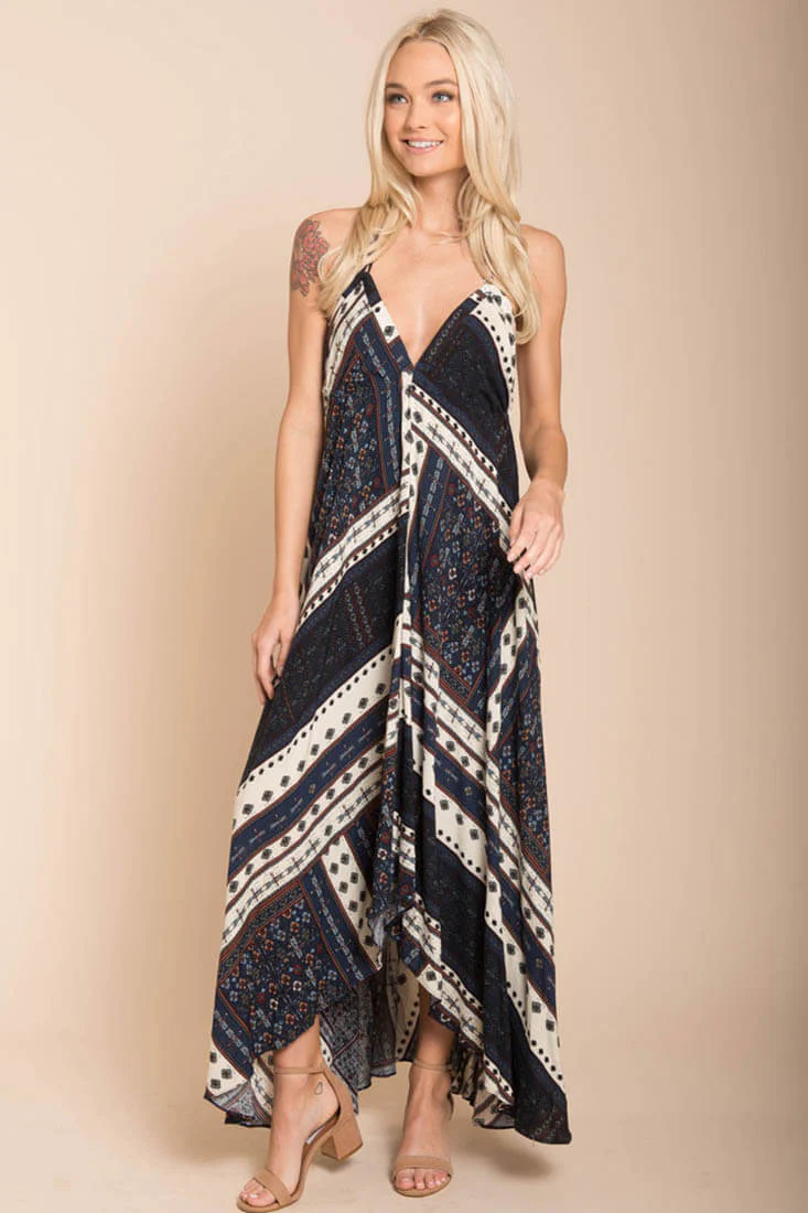 Romani Fall Maxi Dress Navy - Sonourner