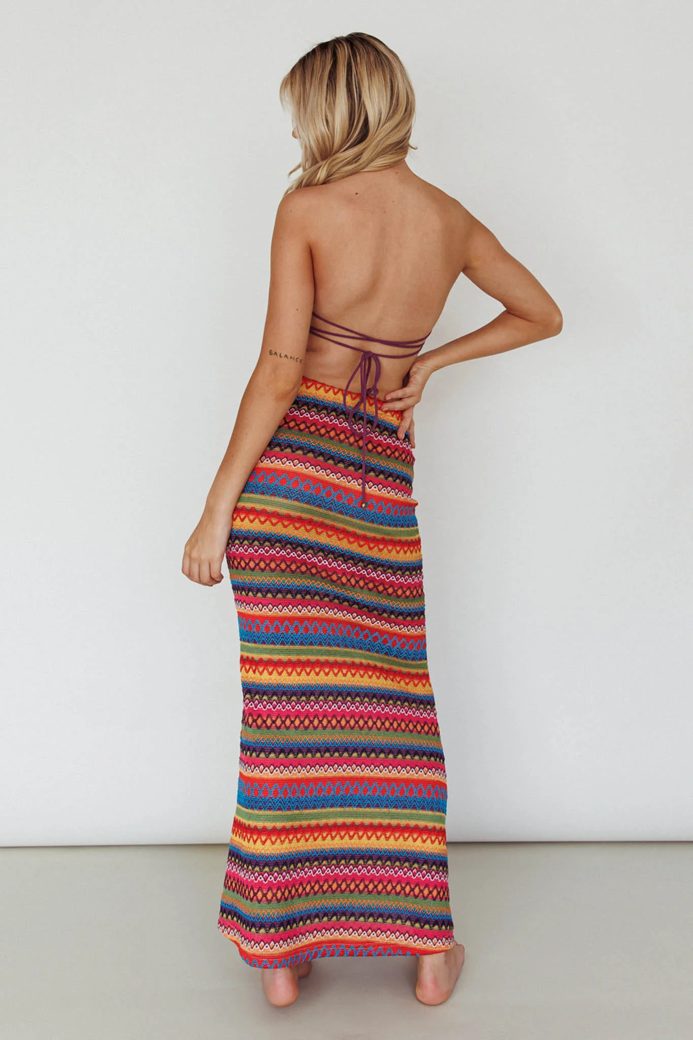 Tulum Knit Midi Skirt Pink Multi - Sonourner