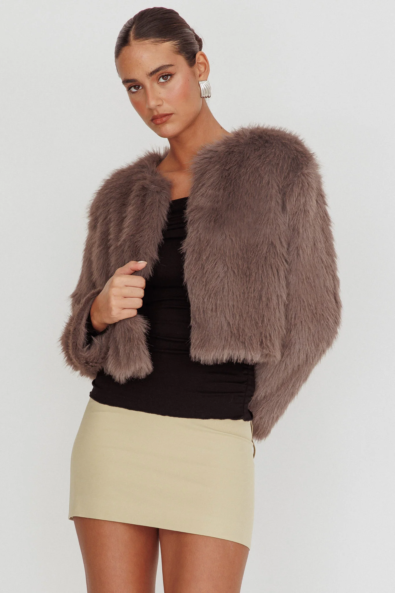 Snow Bunny Faux Fur Jacket Grey - Sonourner