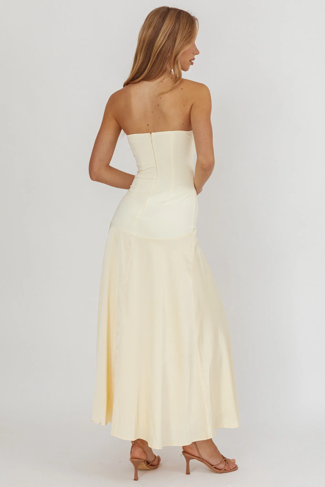 Star Avenue Strapless Drop Waist Maxi Dress Butter - Sonourner