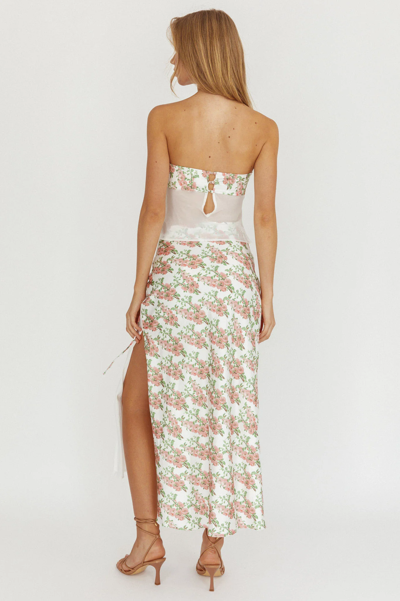 Jerica Wrap Front Maxi Skirt Floral Blush - Sonourner