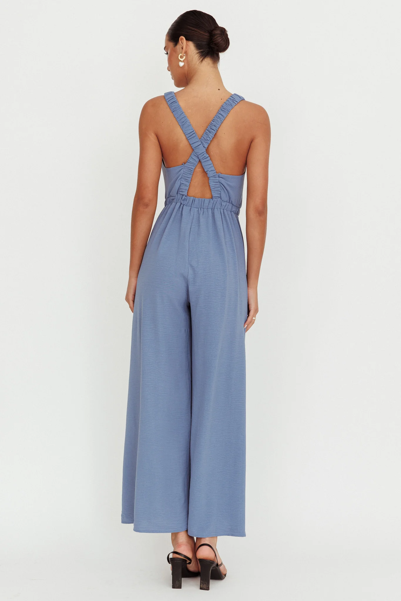 Everything Crossover Strap Jumpsuit Storm Blue - Sonourner
