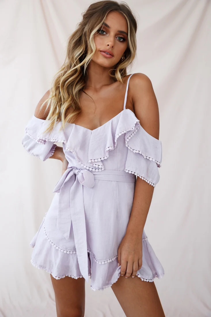 Sugar Sugar Off-Shoulder Trim Detail Romper Blush - Sonourner