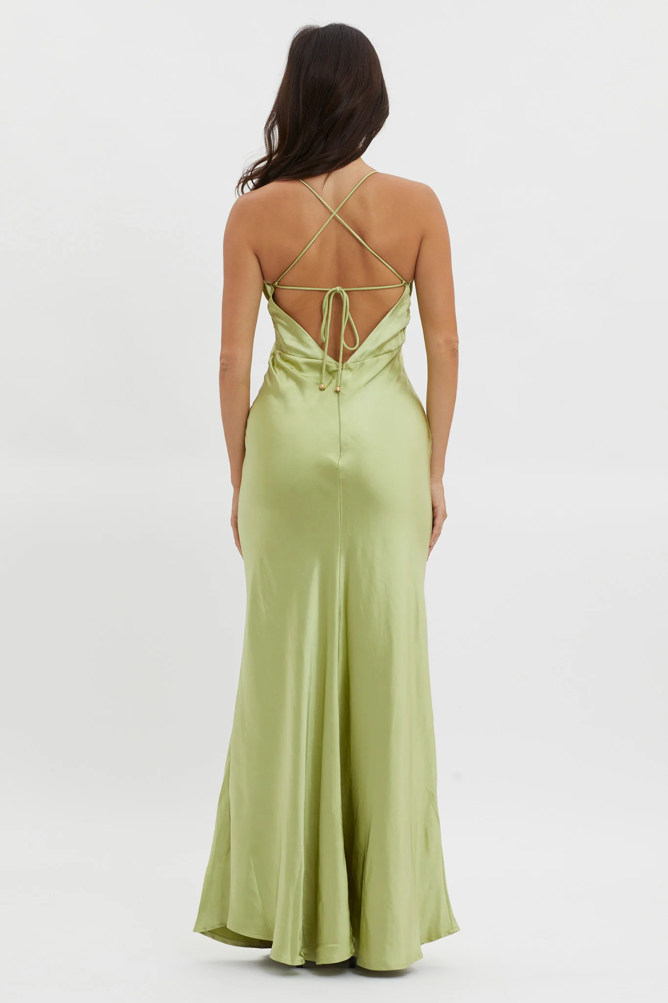 Alora Tie-Up Back Maxi Dress Olive - Sonourner