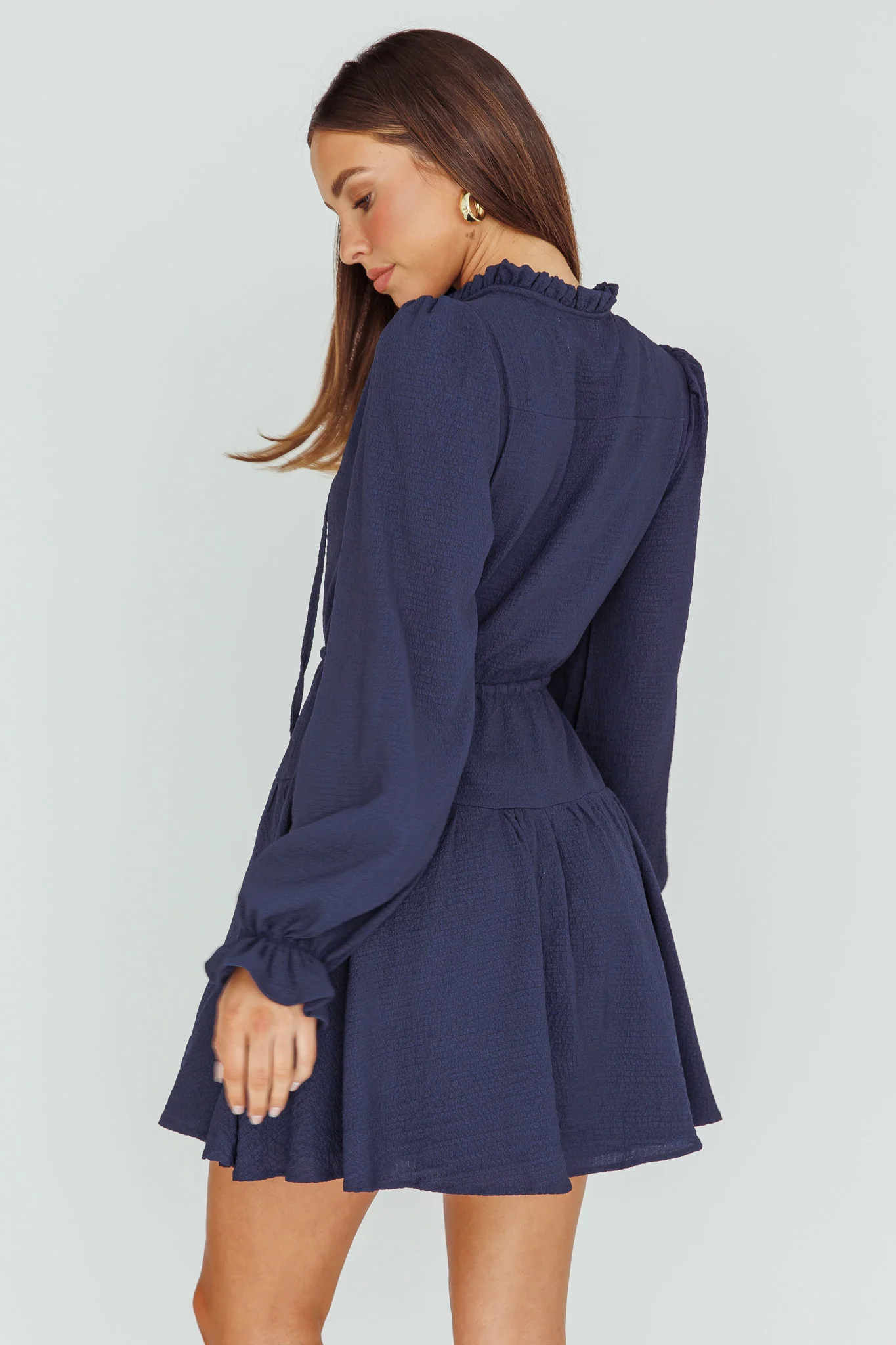 Waverly Long Sleeve Mini Dress Navy - Sonourner
