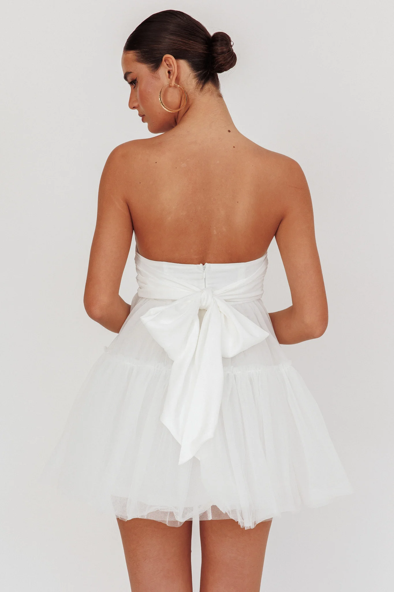 Dreamscape Strapless Tulle Mini Dress White - Sonourner