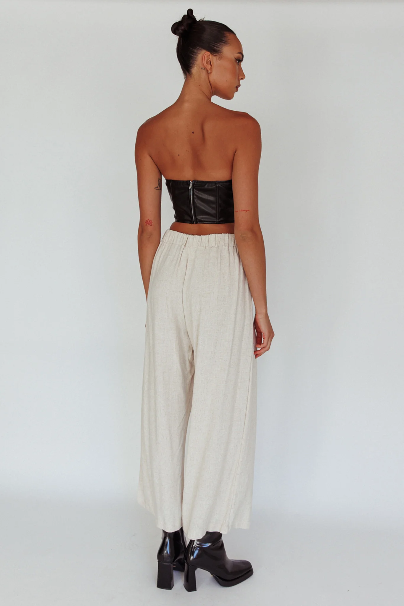 Backstage Pleated Wide Leg Pants Oat - Sonourner