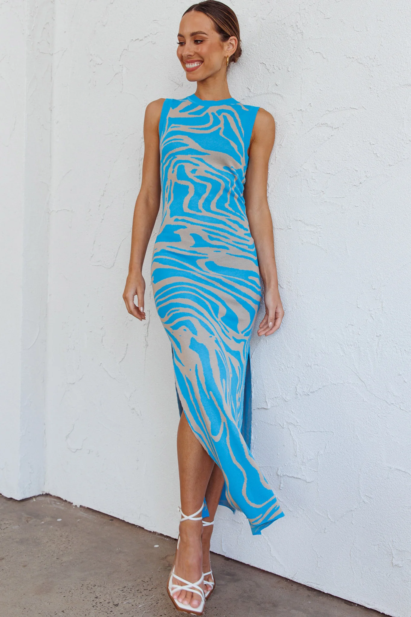 Elsinore Sleeveless Knit Maxi Dress Blue - Sonourner