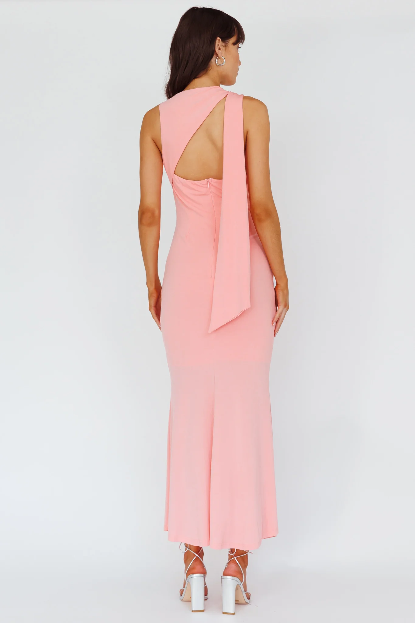 Karyl Shoulder Sash Midi Dress Apricot - Sonourner