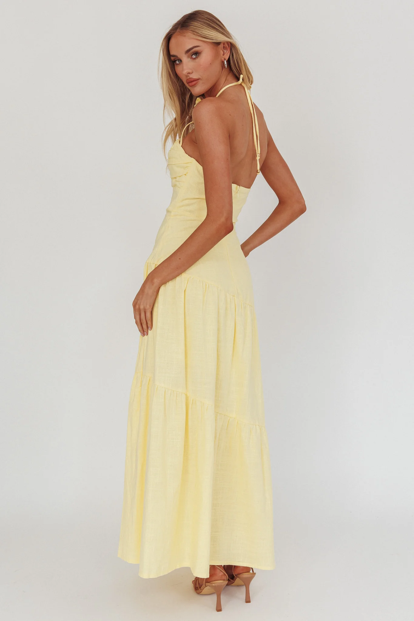 Bondi Rose Decoration Maxi Dress Lemon - Sonourner