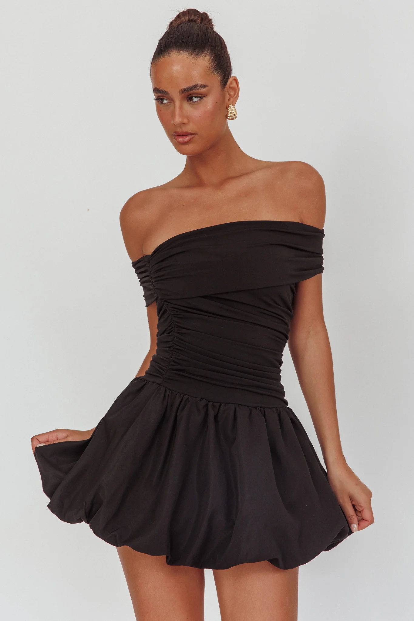 Dalayla Off-Shoulder Mini Dress Black - Sonourner