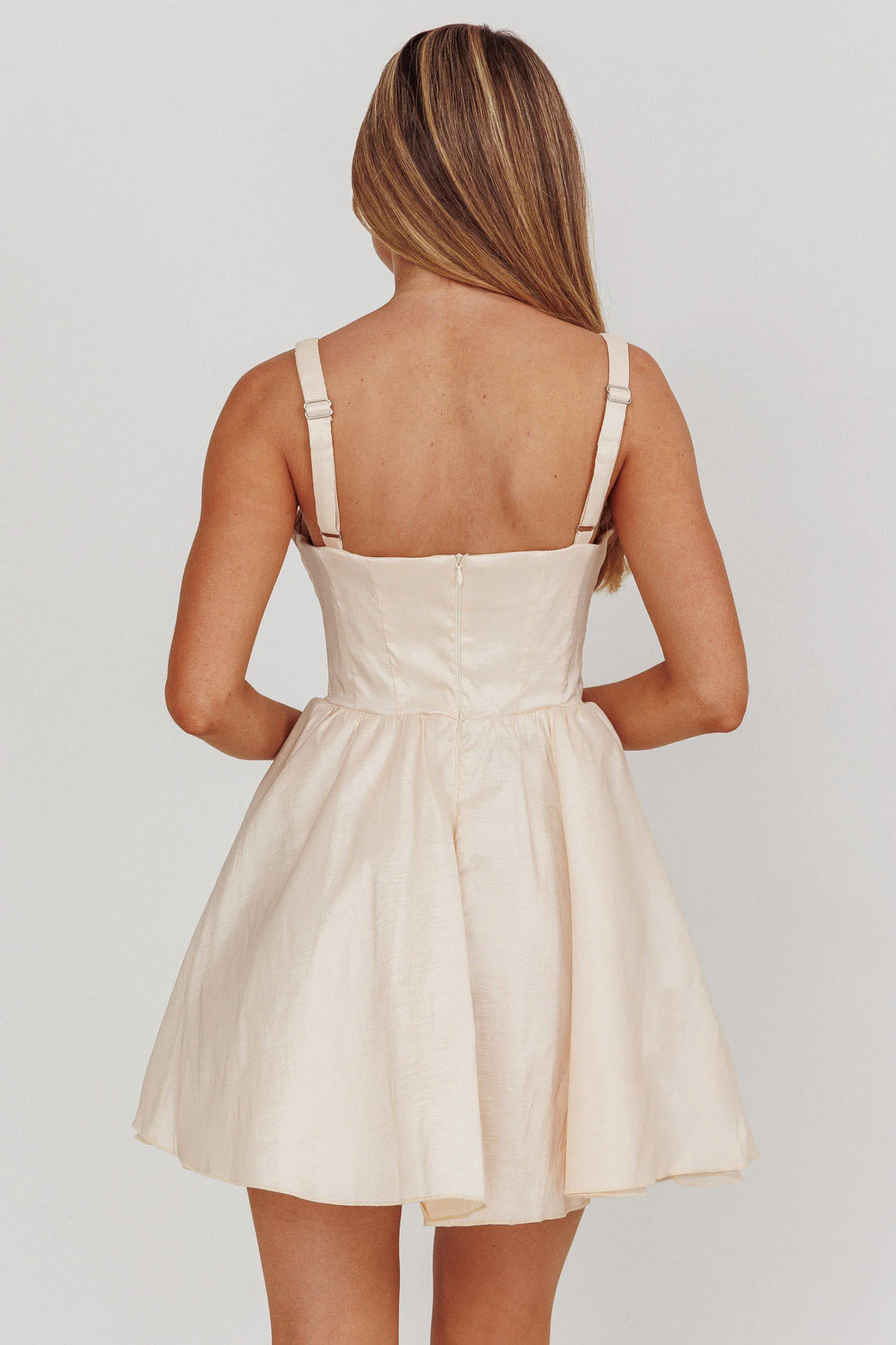 Found You Square Neck Flared Mini Dress Cream - Sonourner