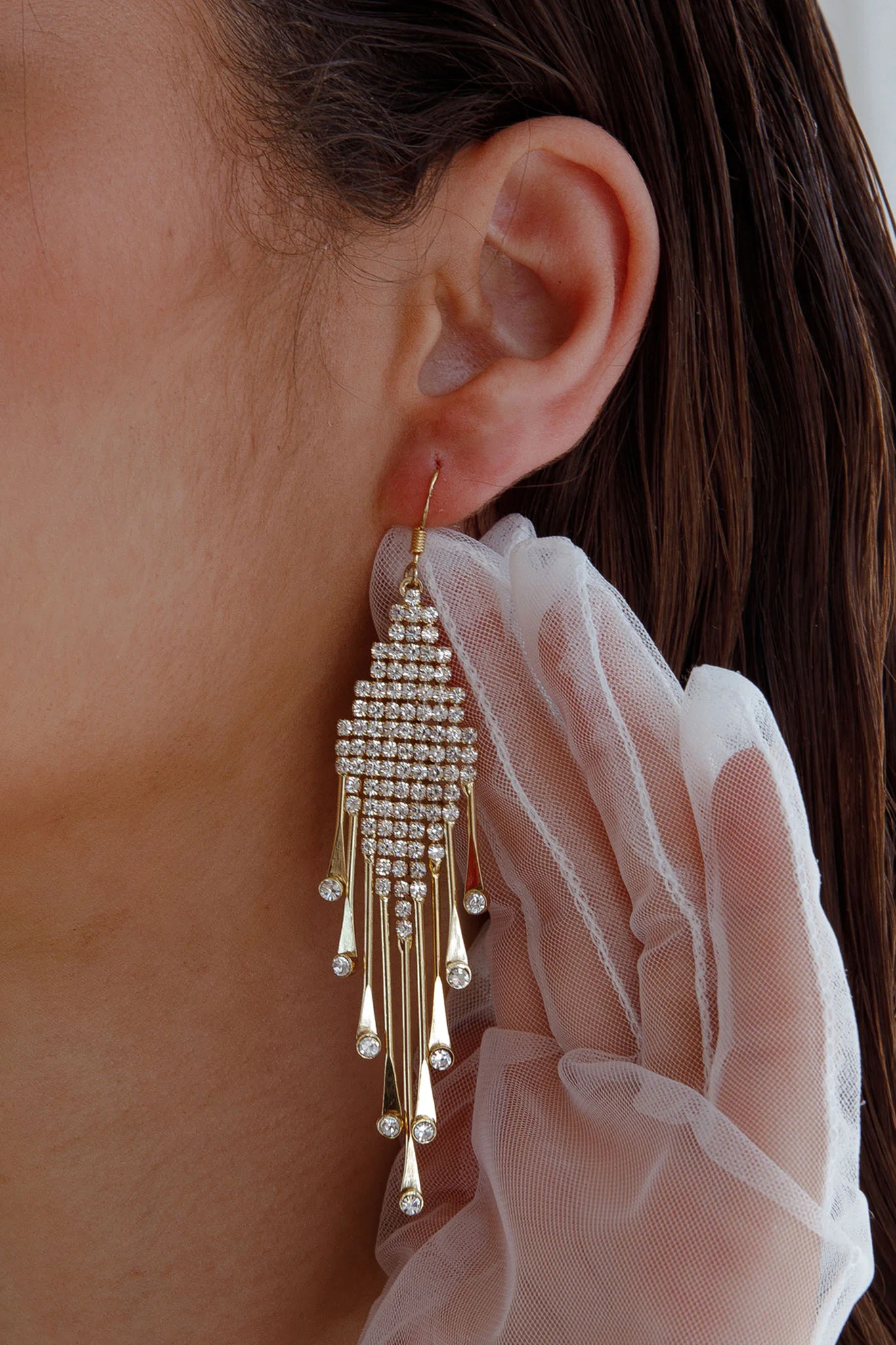 Alessandra Diamante Tassel Hook Earrings Gold - Sonourner