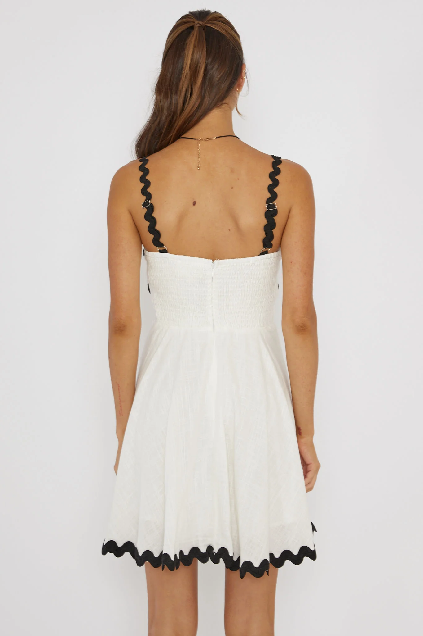 Won Me Over Ric Rac Trim Mini Dress White - Sonourner