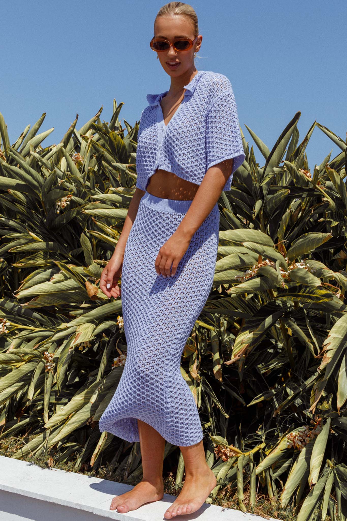 Summer Sunset Crochet Maxi Skirt Lavender - Sonourner