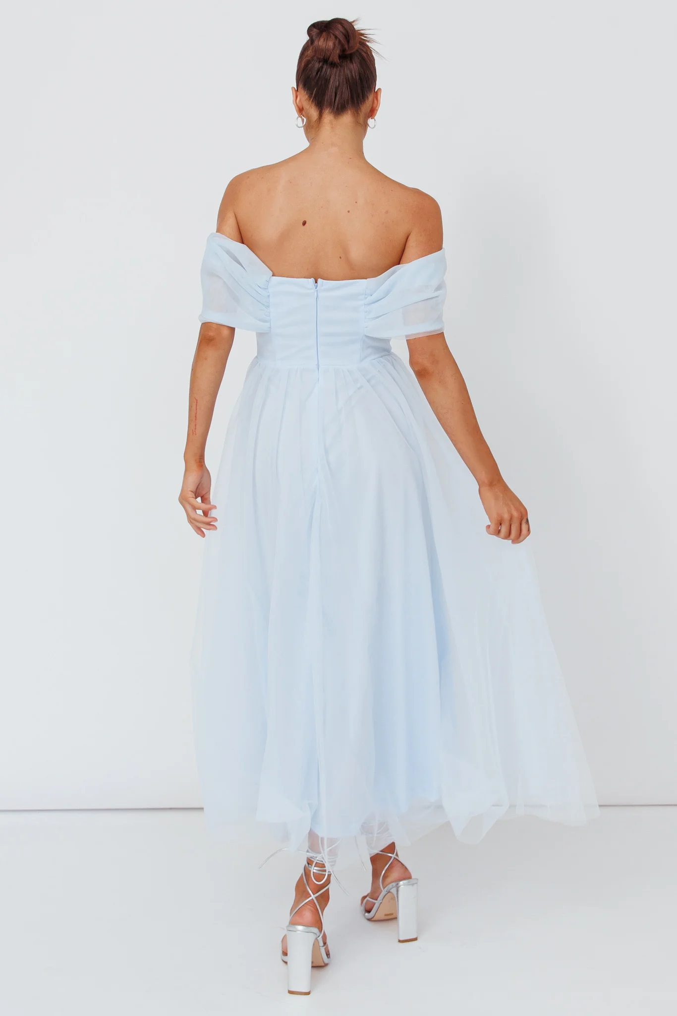 Dreamers & Lovers Off-Shoulder Maxi Dress Powder Blue - Sonourner