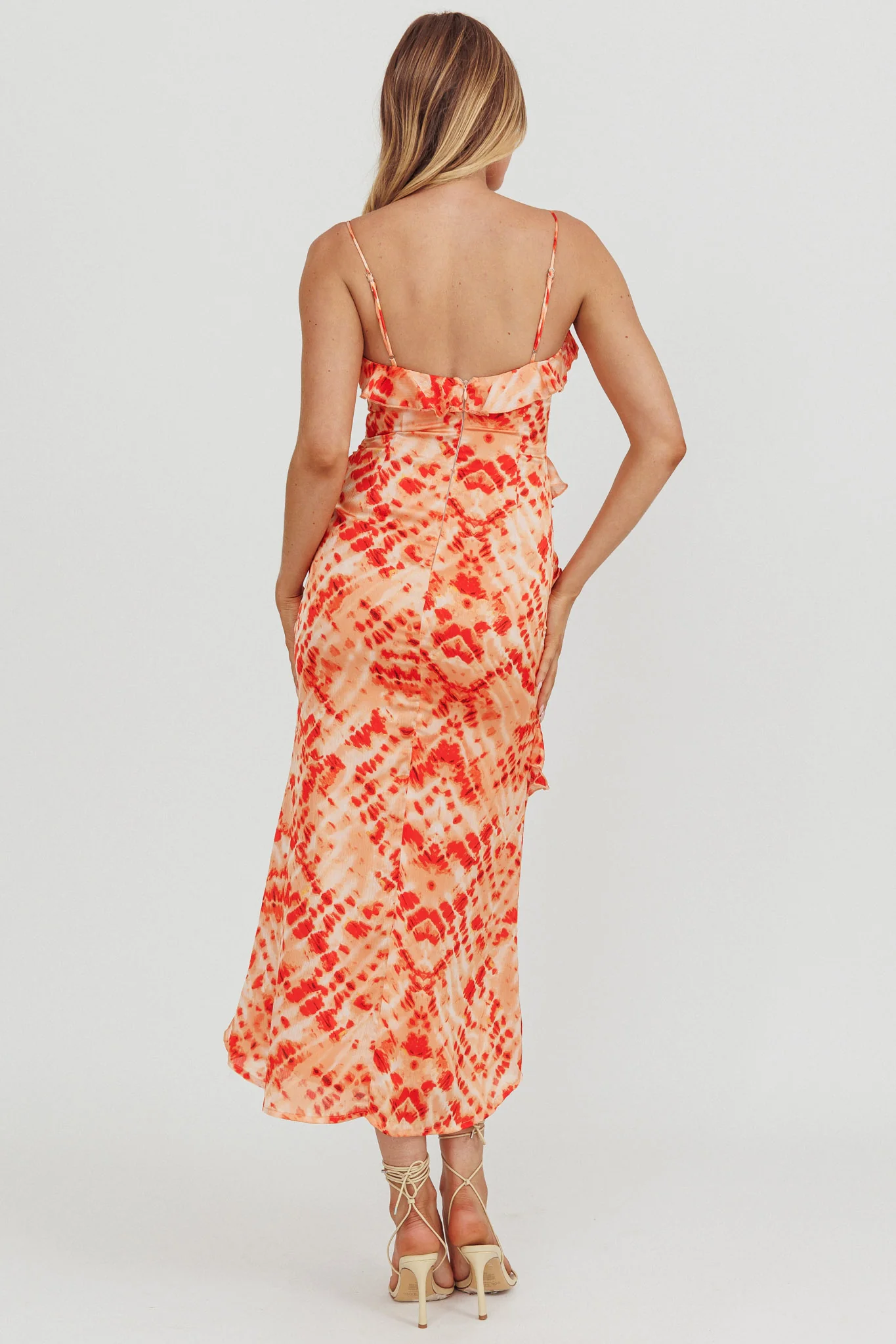 Silvana Frill Trim Midi Dress Orange - Sonourner