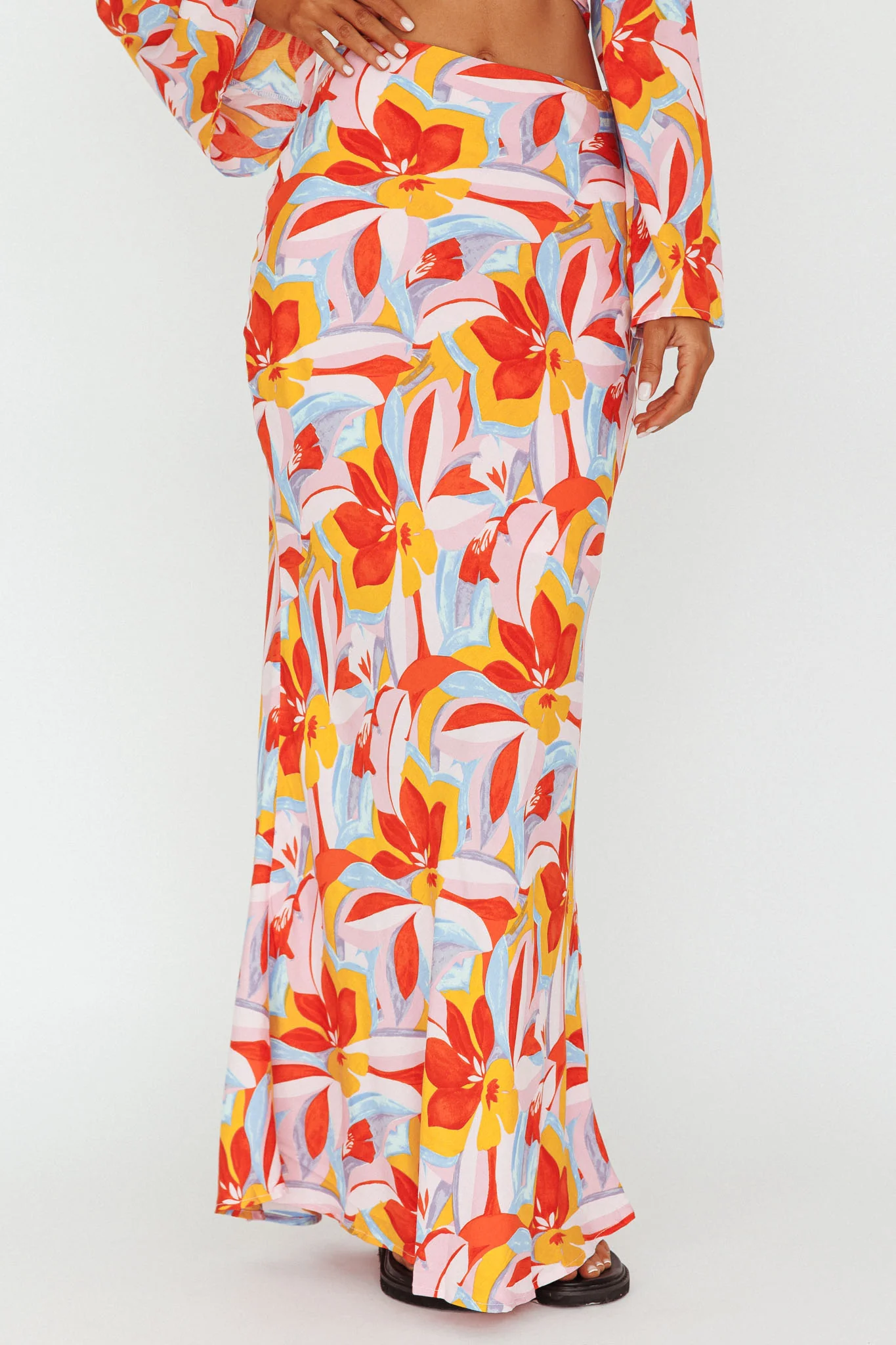 Avalo Mermaid Maxi Skirt Floral Pink - Sonourner