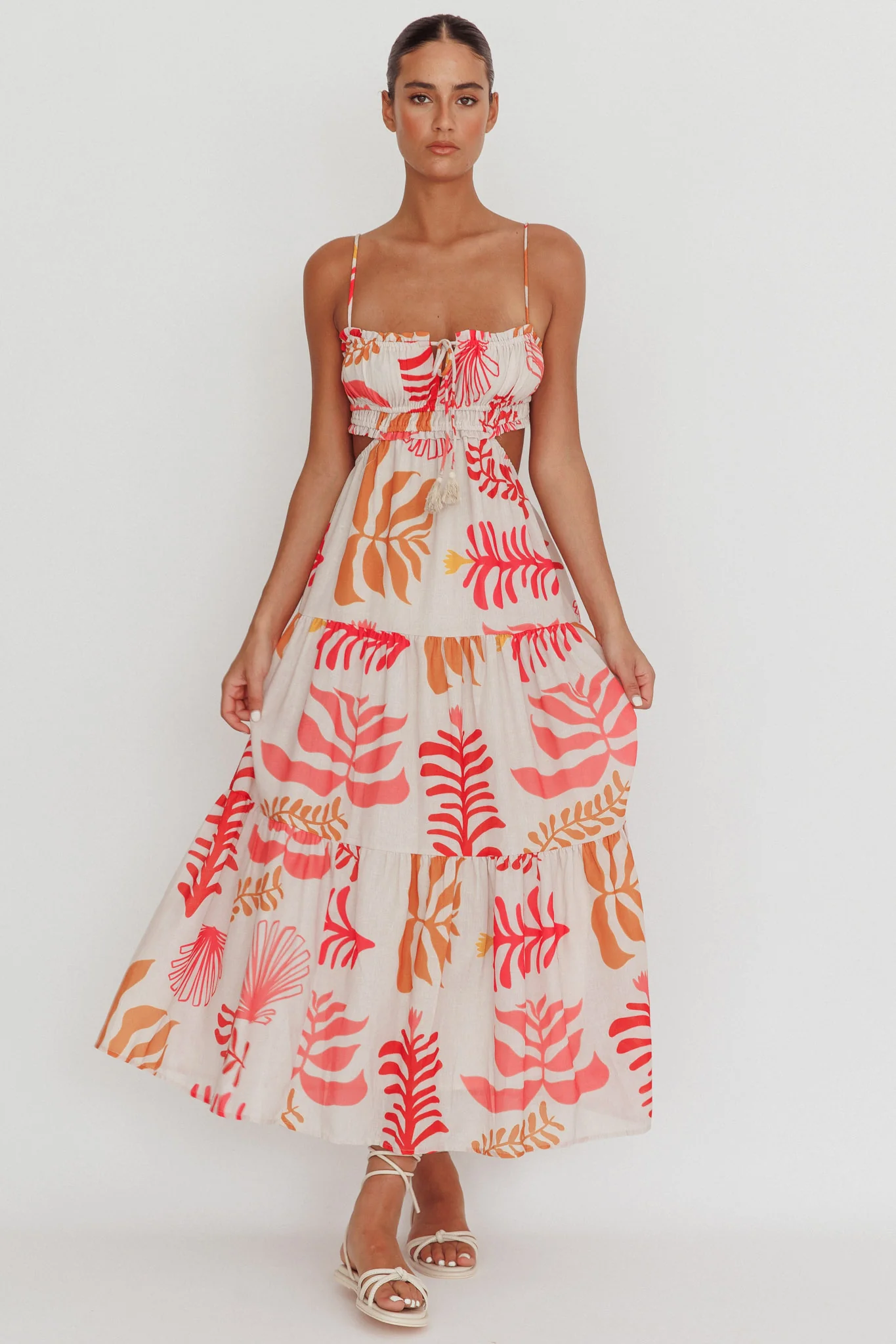 Eyona Cut-Out Back Floral Maxi Dress Pink - Sonourner