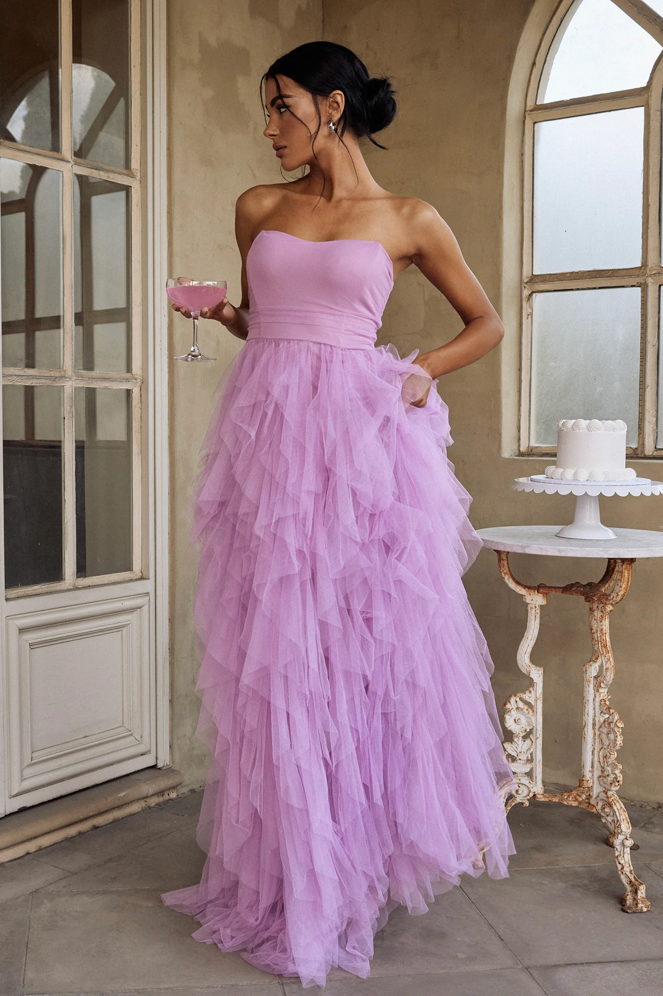 Rori Tulle Cascade Maxi Dress Orchid - Sonourner