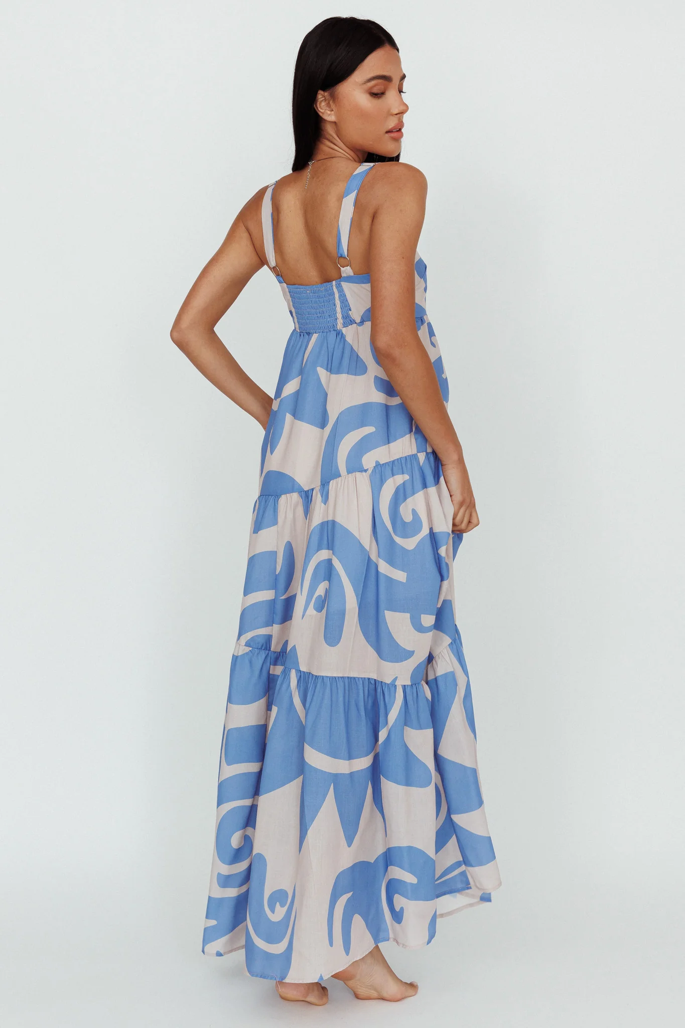 Indianna Square Neckline Maxi Dress Printed Lilac/Sand - Sonourner