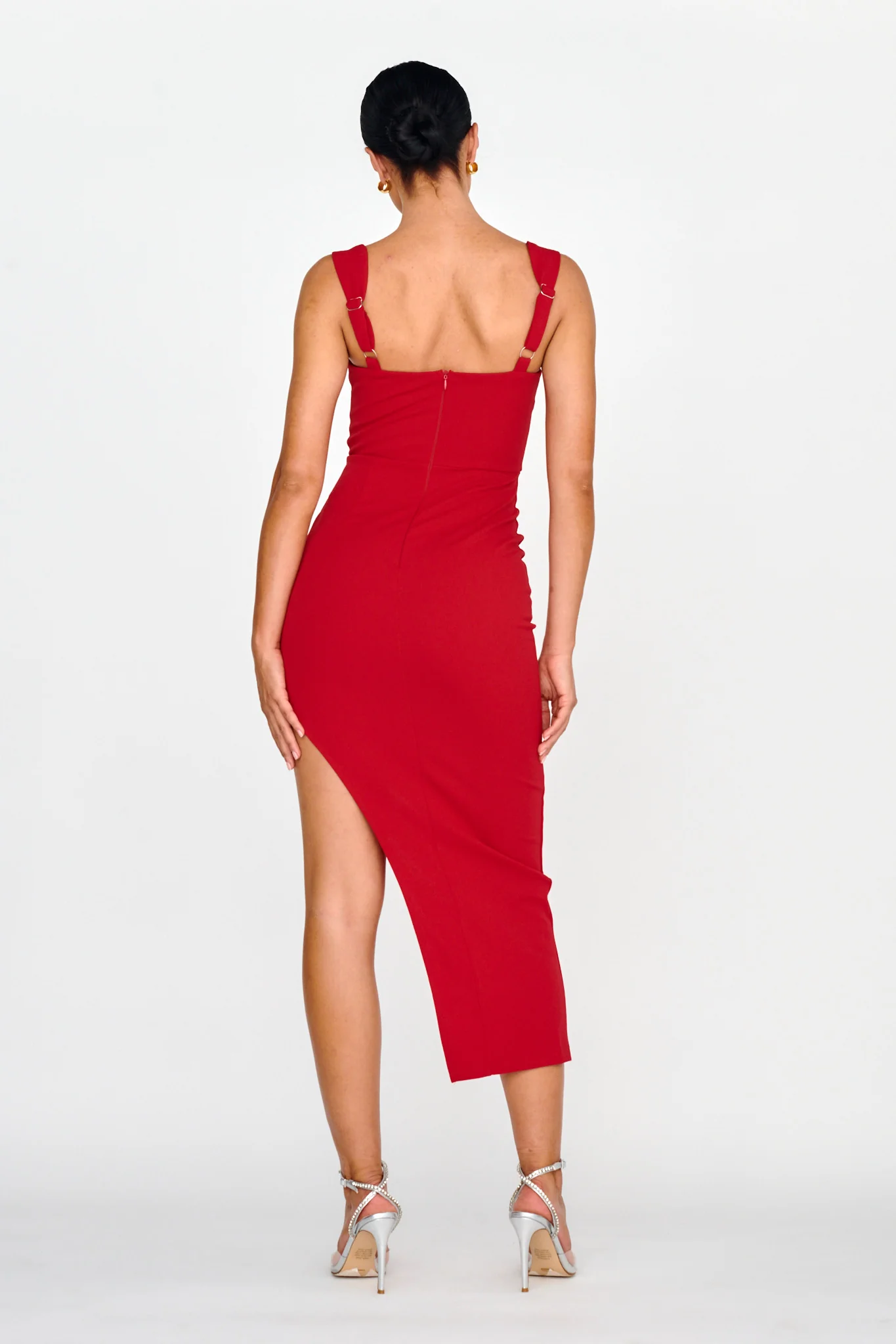 Hearts Flutter Sweetheart Neckline Dress Red - Sonourner