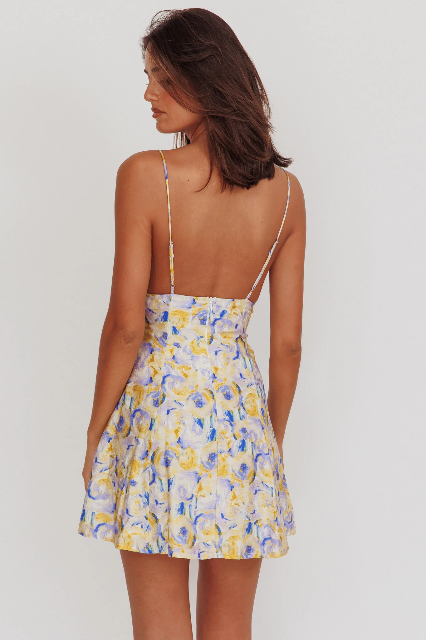 Lead The Way Abstract Print Mini Dress Yellow - Sonourner