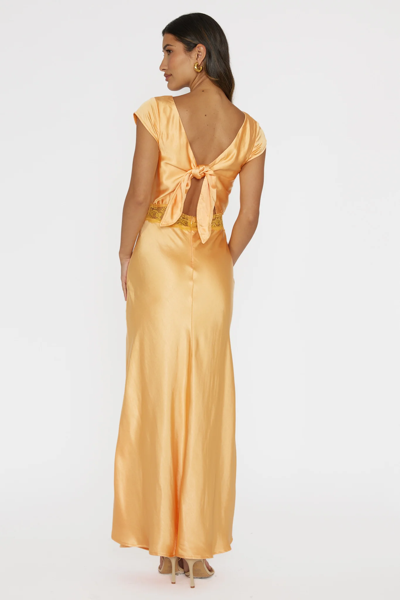 Taken Heart Lace Trim Tied Back Dress Mango - Sonourner