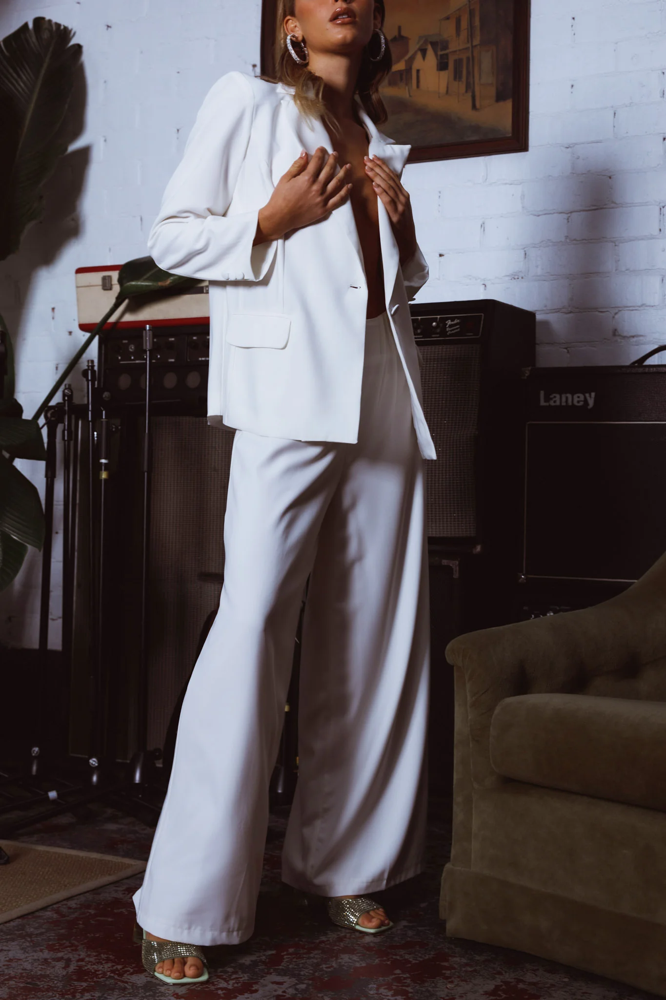 Vous Etes Belle Pleated Waist Pants White - Sonourner