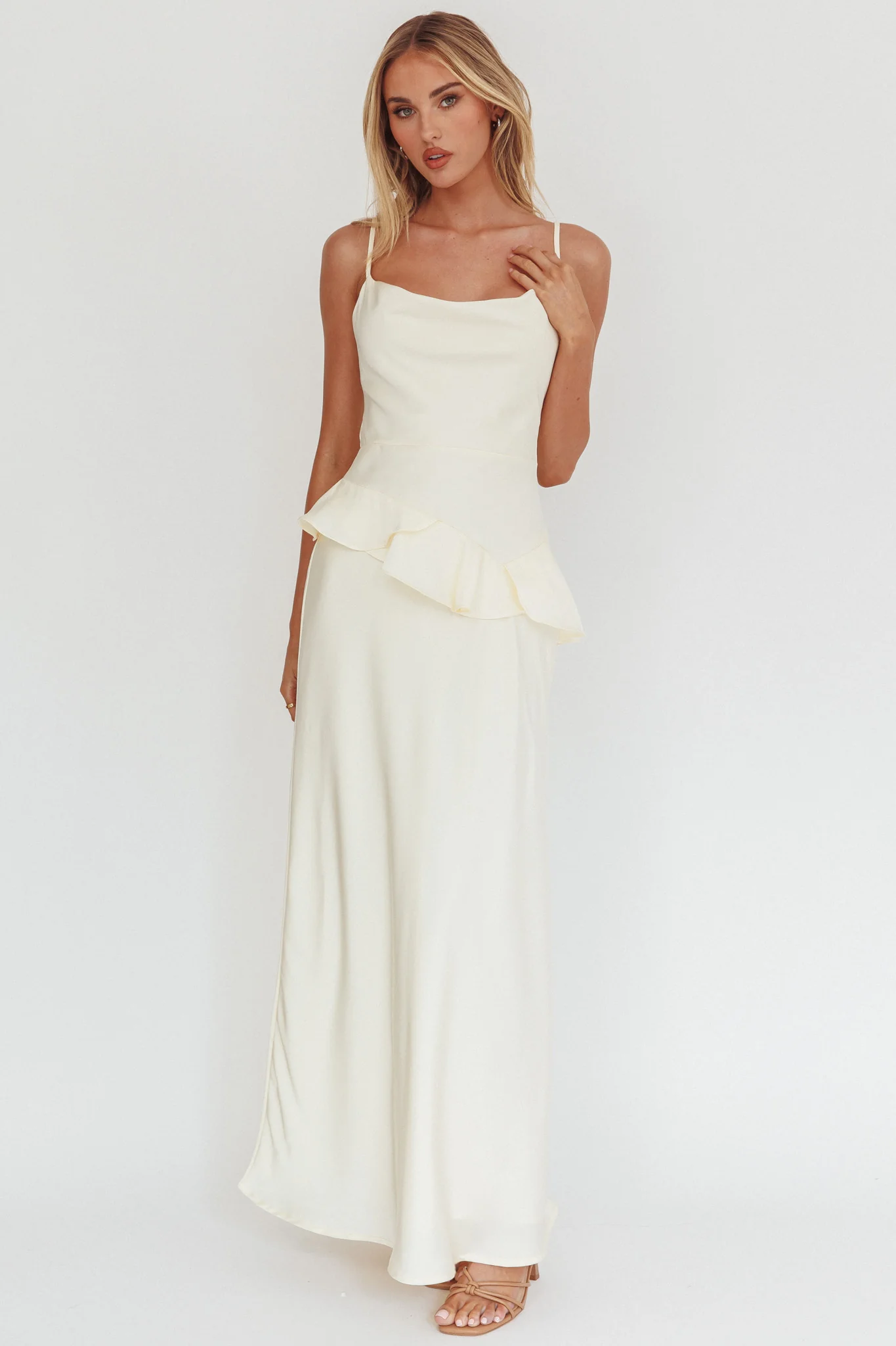 Jerica Ruffle Waist Maxi Dress Butter - Sonourner