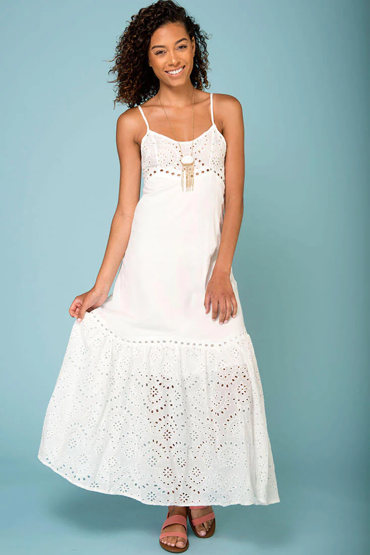 Angeline Thin Strap Maxi Dress White - Sonourner