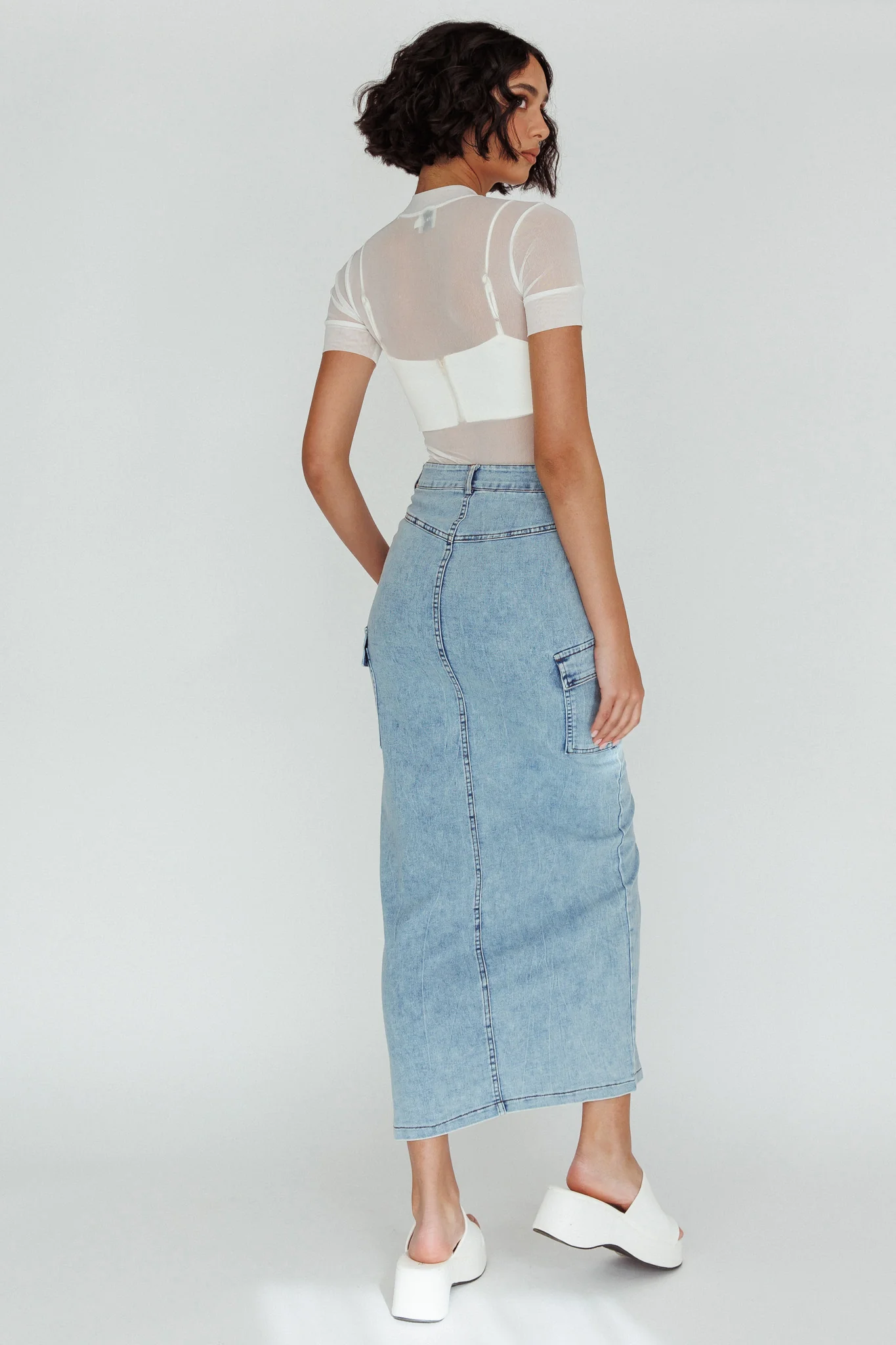 Mercury Retrograde Pocket Midi Skirt Denim - Sonourner