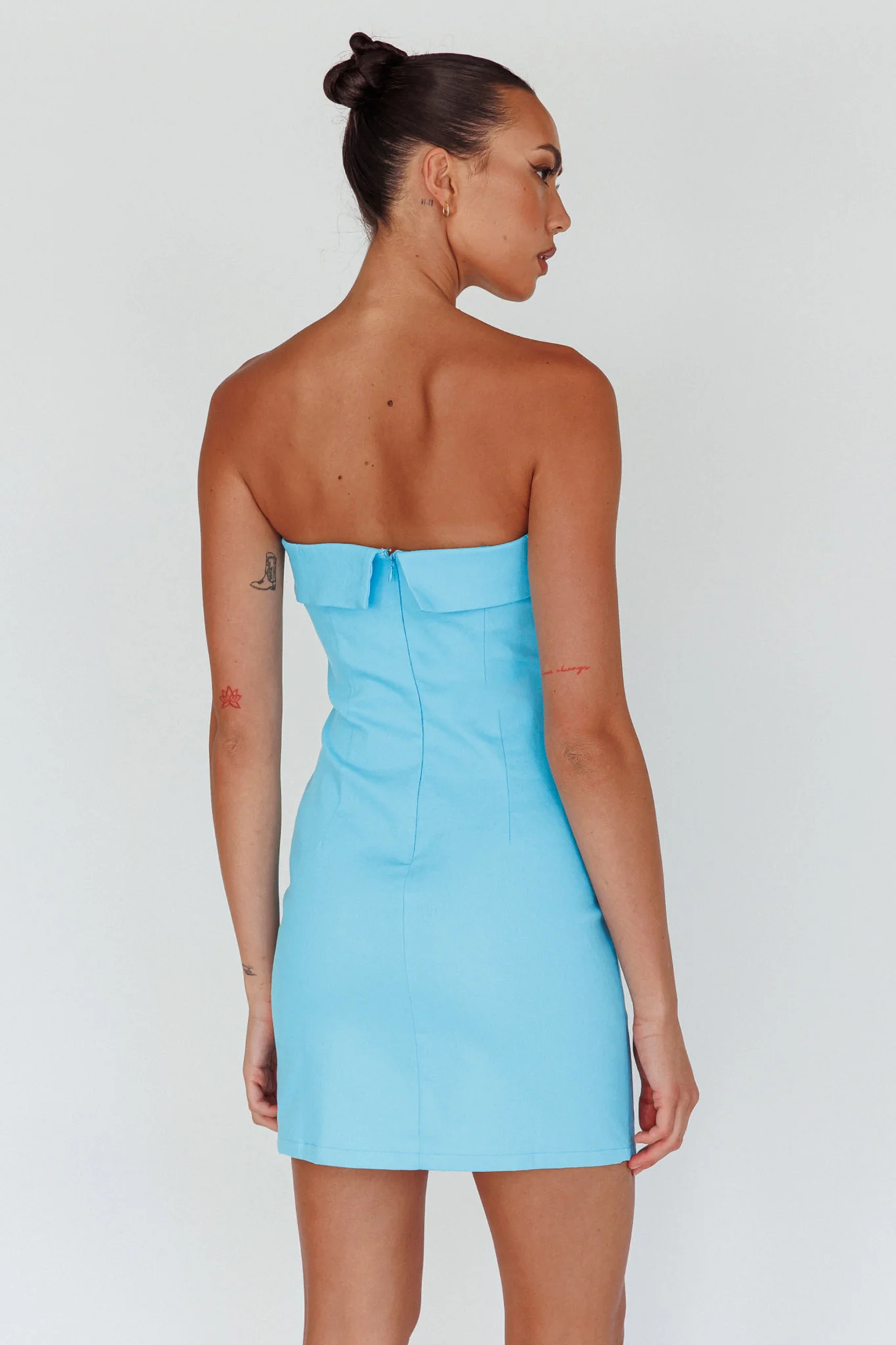 Jordi Foldover Neckline Mini Dress Aqua Blue - Sonourner