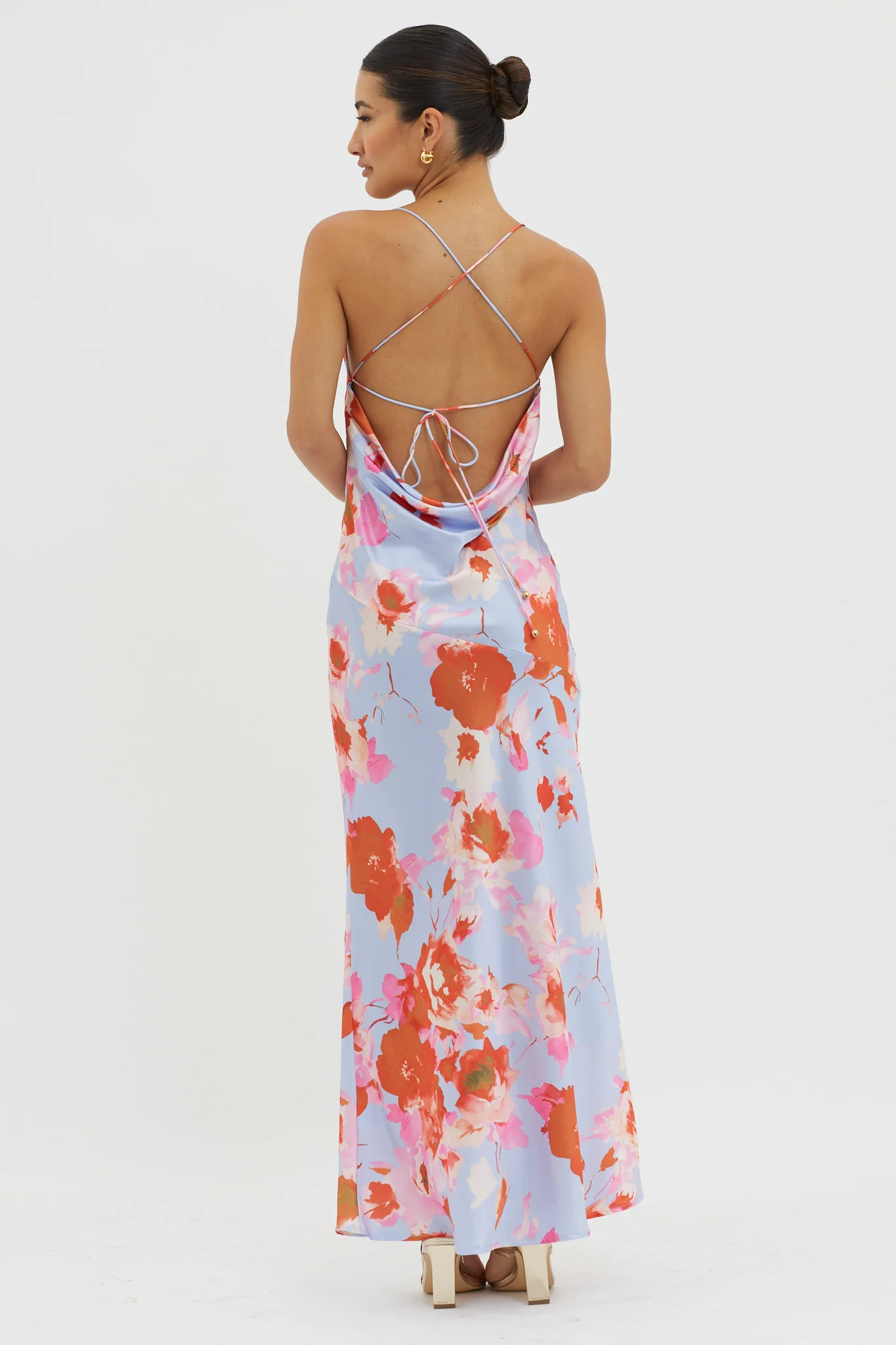 Dream Walk Cowl Back Tied Dress Print Pink - Sonourner