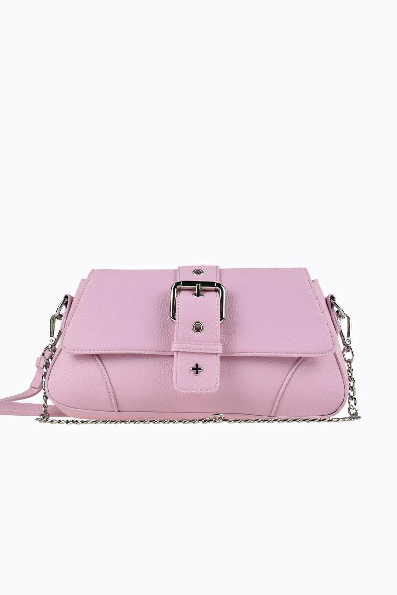 Peta And Jain Maddy Buckle Shoulder Bag Chain Pink - Sonourner