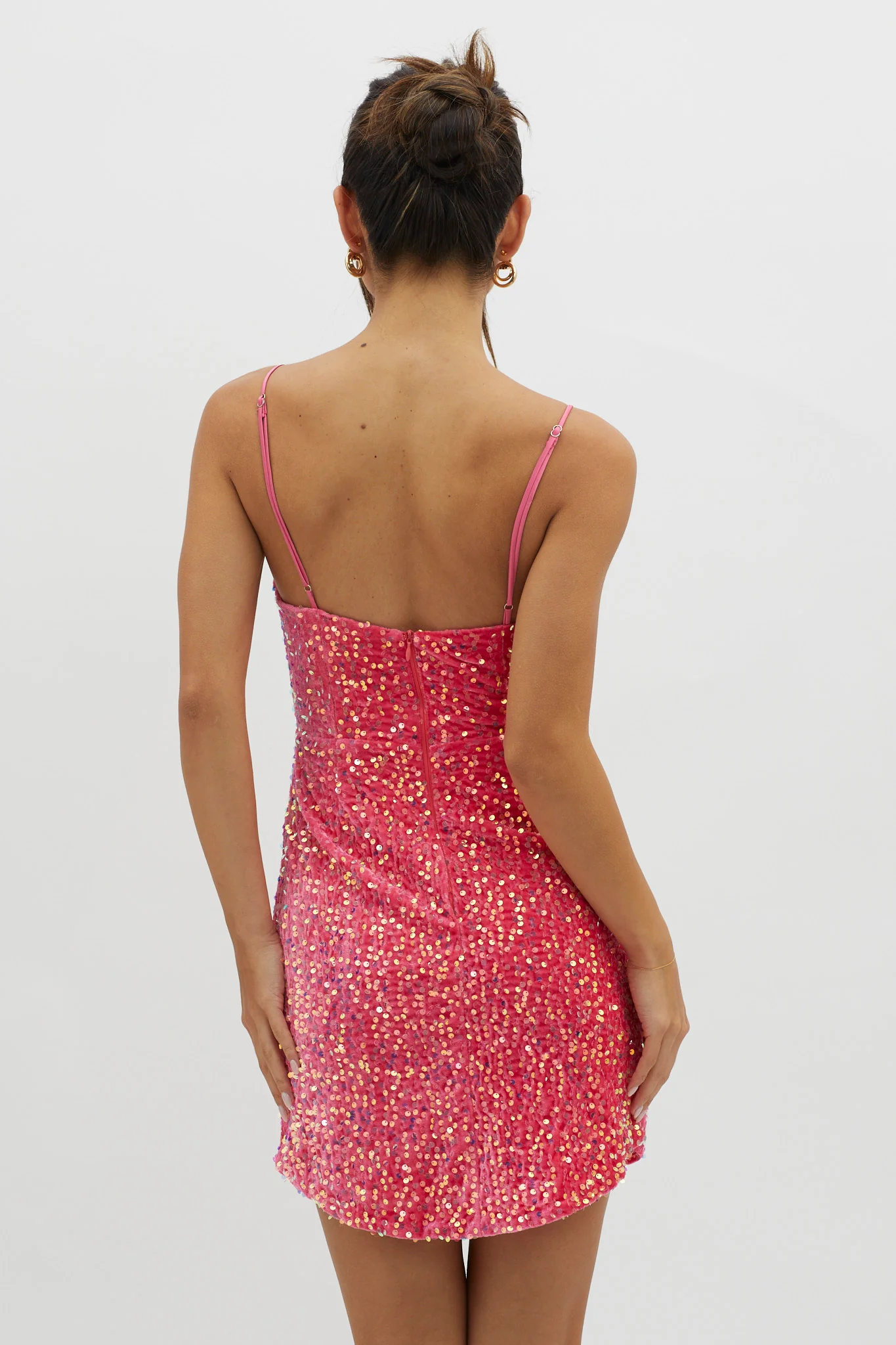 Atlanta Square Neckline Sequin Dress Pink - Sonourner