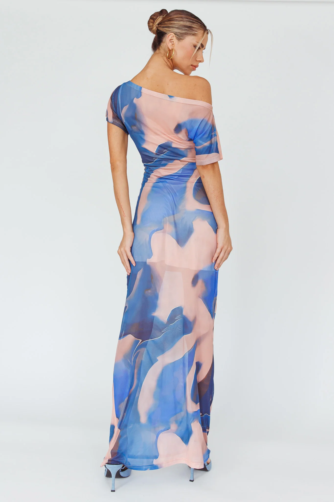 Tumi Short Sleeve Maxi Dress Printed Beige - Sonourner