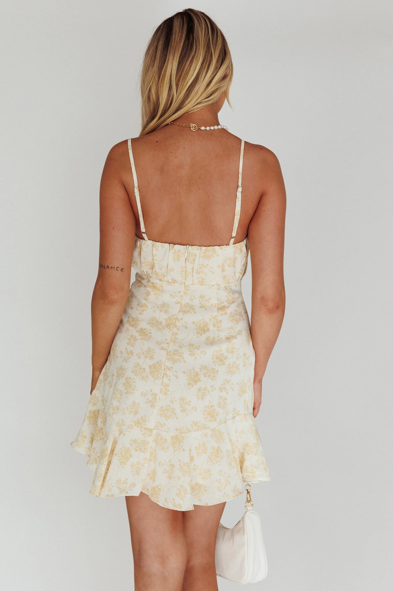 Promise Me Ruched Bust Pintuck Pleat Detail Dress Floral Yellow - Sonourner