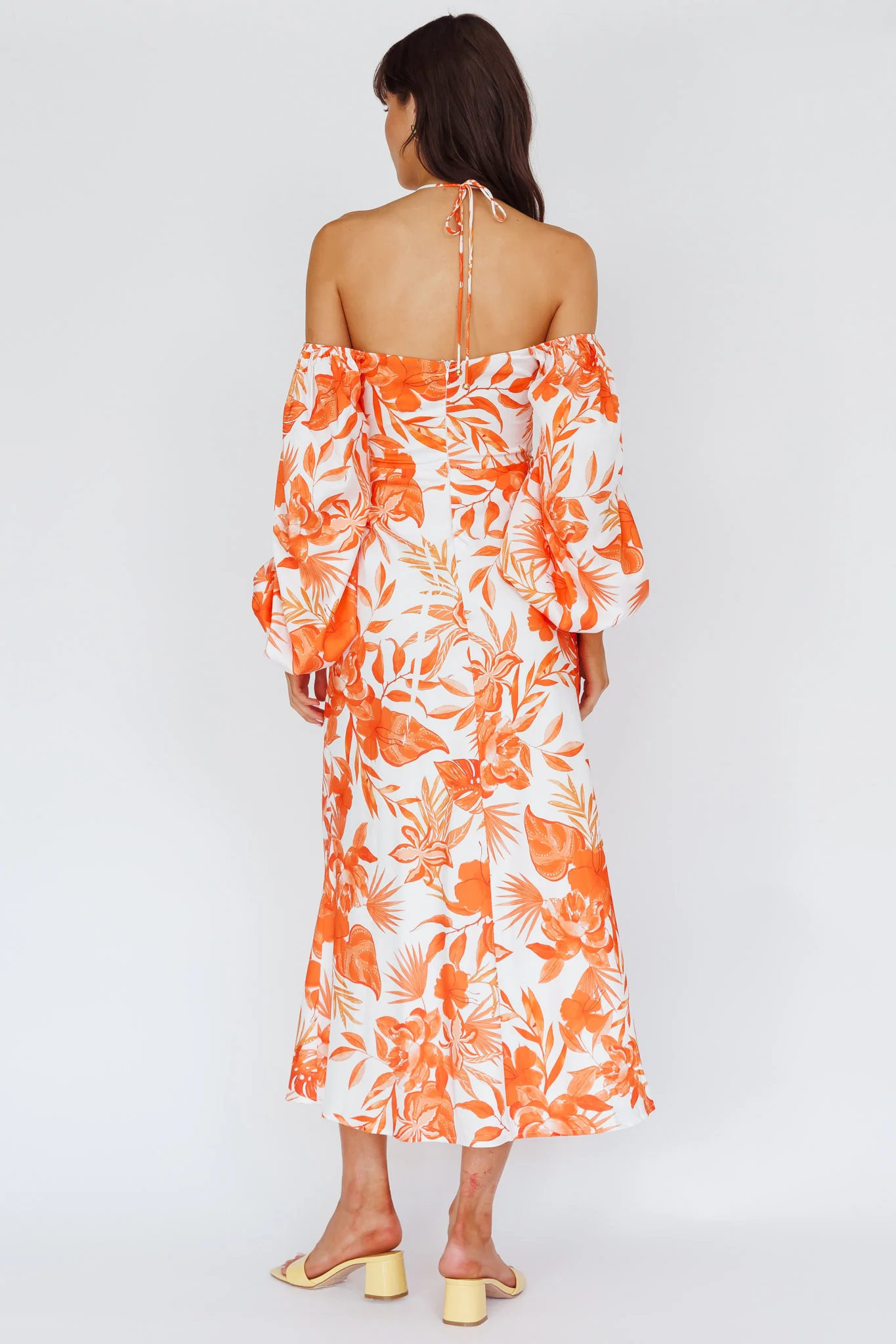 Nyree Long Sleeve Maxi Dress Tropical Orange - Sonourner