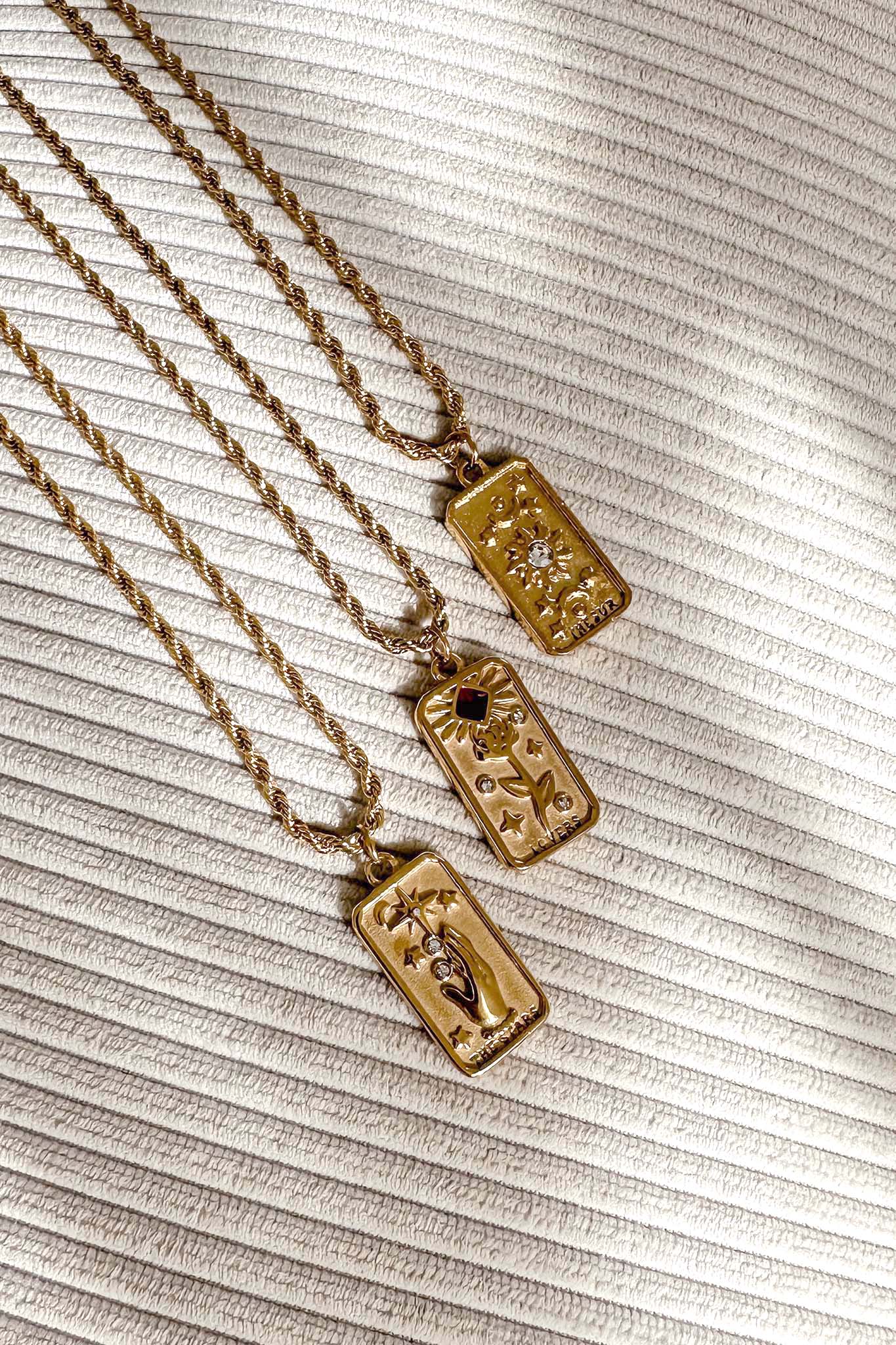 The Stars Rhinestone Pendant Necklace Gold - Sonourner