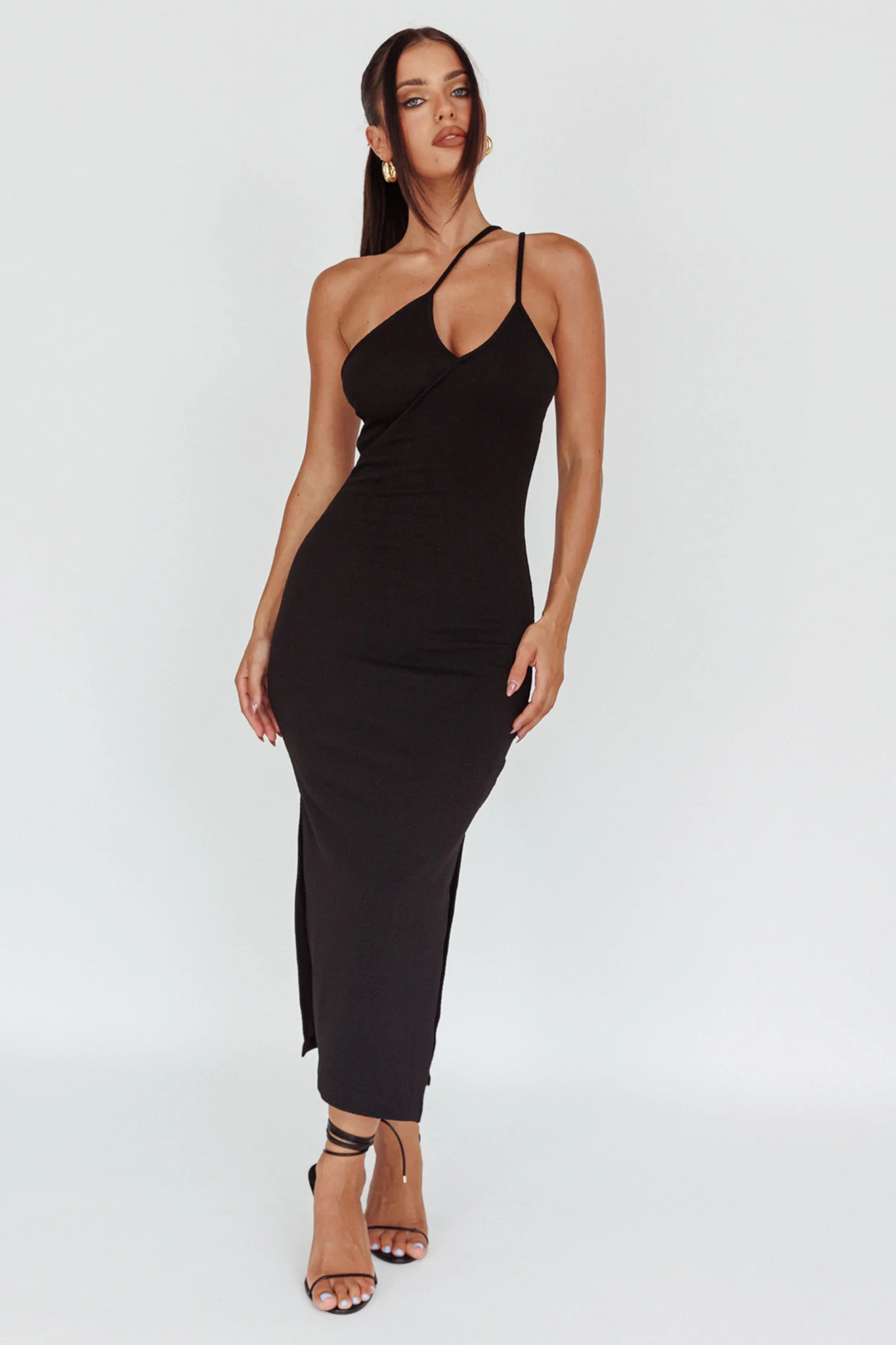 Planets Align Double Strap Midi Dress Black - Sonourner