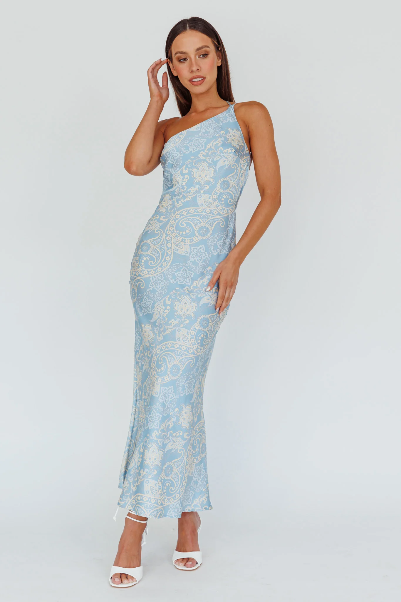 Eloah One-Shoulder Maxi Dress Blue Multi - Sonourner