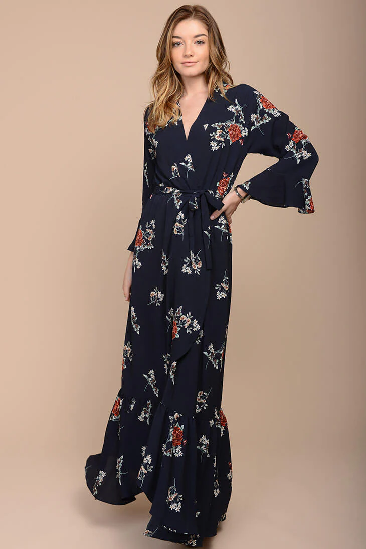 Alice Floral Maxi Dress Navy - Sonourner