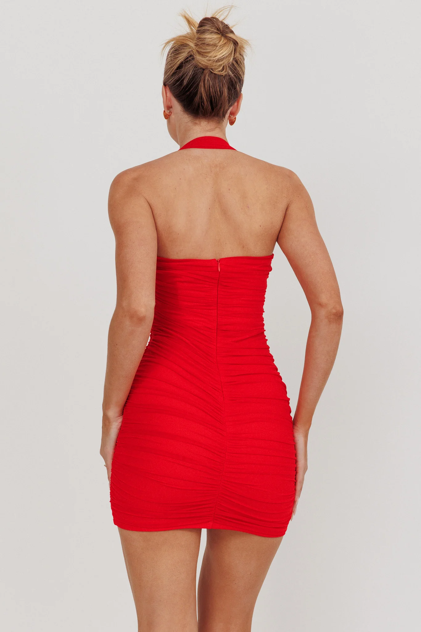 Mars Draped Strapless Mini Dress Red - Sonourner