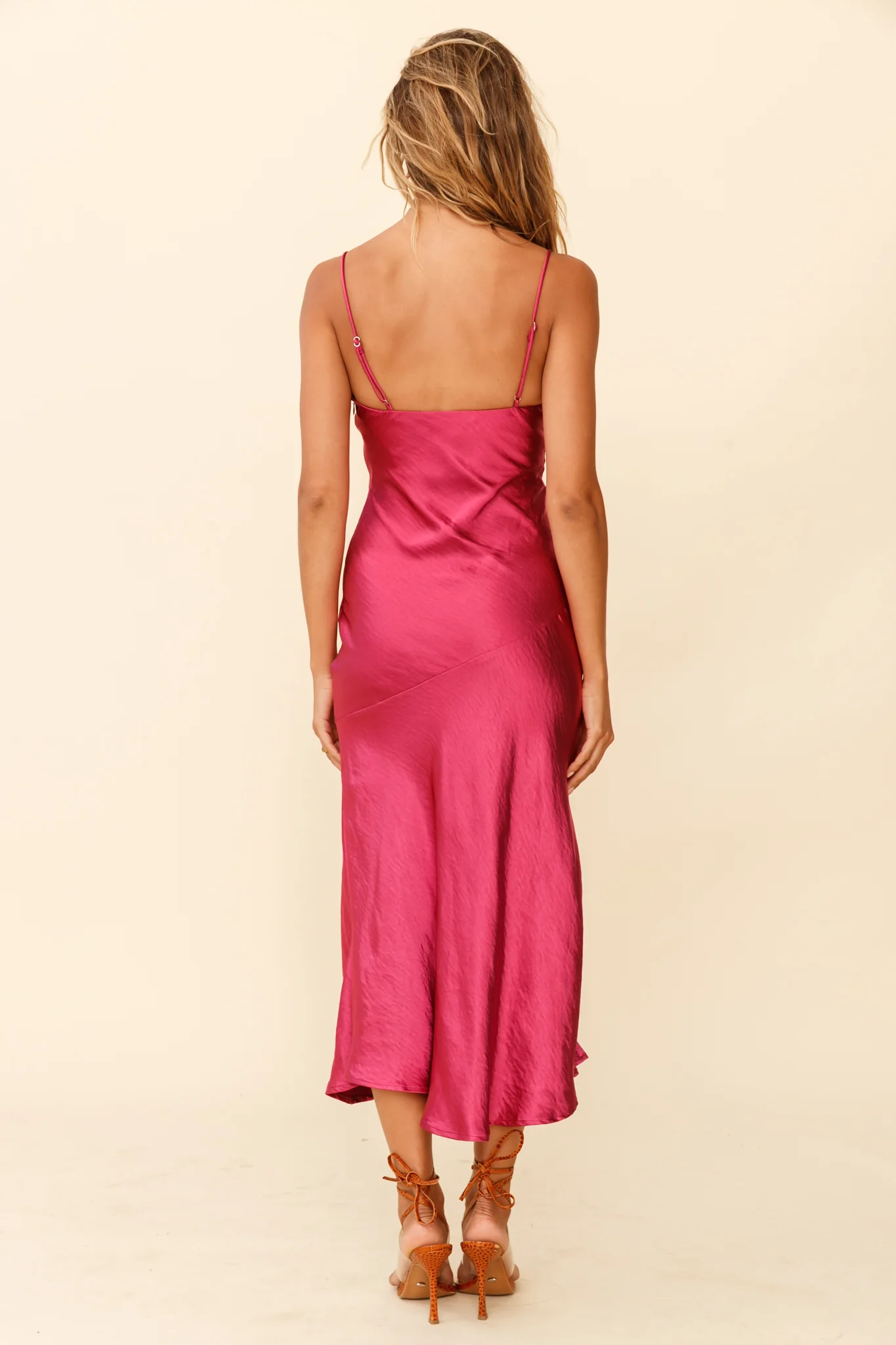 Well Versed Pleated Bust Front Split Dress Fuchsia - Sonourner