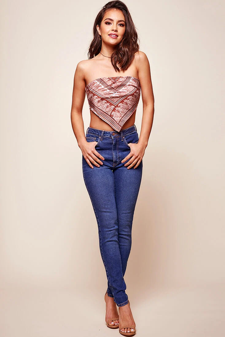 Cherise Handkerchief Bandeau Top Rust - Sonourner