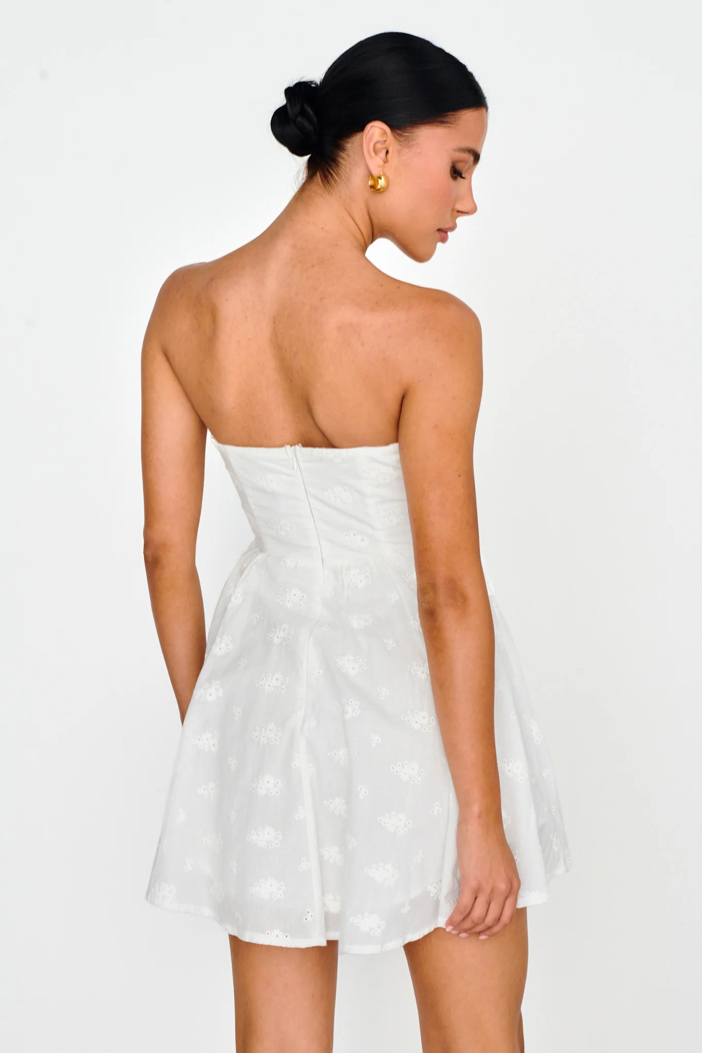 Mon Petit Lace-Up Bodice Mini Dress White - Sonourner