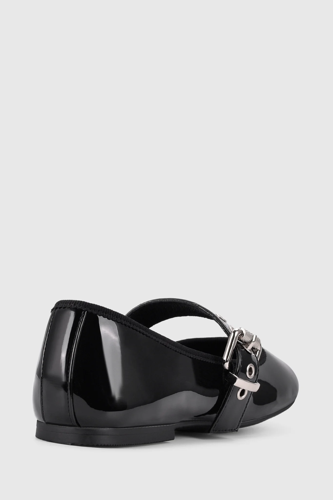 VERALi Banks Buckled Mary-Jane Flats Black Patent - Sonourner